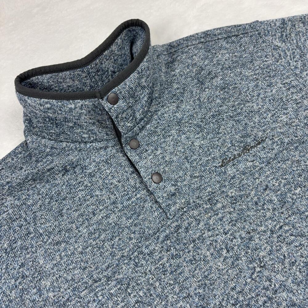 Eddie Bauer Pullover Sweater Mens 2XL Blue Mock Neck Lined Henley Knit